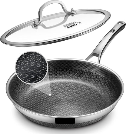 Skiennix Non-Stick Frying Pan - 12-Inch Hybrid Fajita Skillet with Lid | Dishwasher & Oven-Safe, PFOA Free