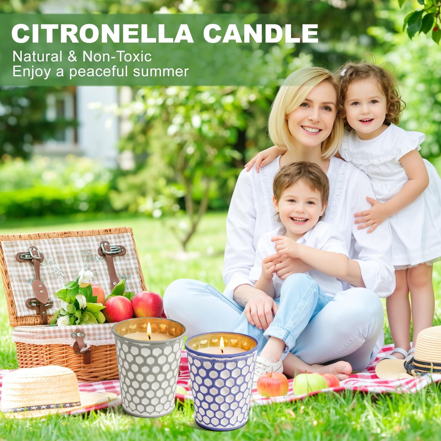Citronella Candles Outdoor,3 Pack 18OZ Lemongrass Scented Candle for Patio Decor,Natural Soy Wax Citronella Candle for Home Garden,Balcony,Family Gathering,Backyard & Camping