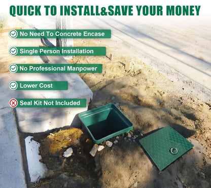 Natotela 2 Sets 12.5x12.5x14.3in Underground Splice Boxes W/Solid Inspection Cover Deep Enclosure Precast Pull Distribution Pit Access Electrical Junction Boxes Drillable Tapered Wiring Cable Box