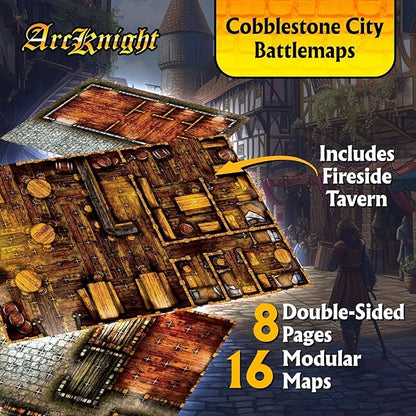 Arcknight The Cobblestone City Roleplaying Battlemaps 16 Modular RPG Maps in 8 Double-Sided Pages 1 Square Grid Modular &amp Versatile Design for Tabletop Gaming - for Dungeons &amp Dragons Pat