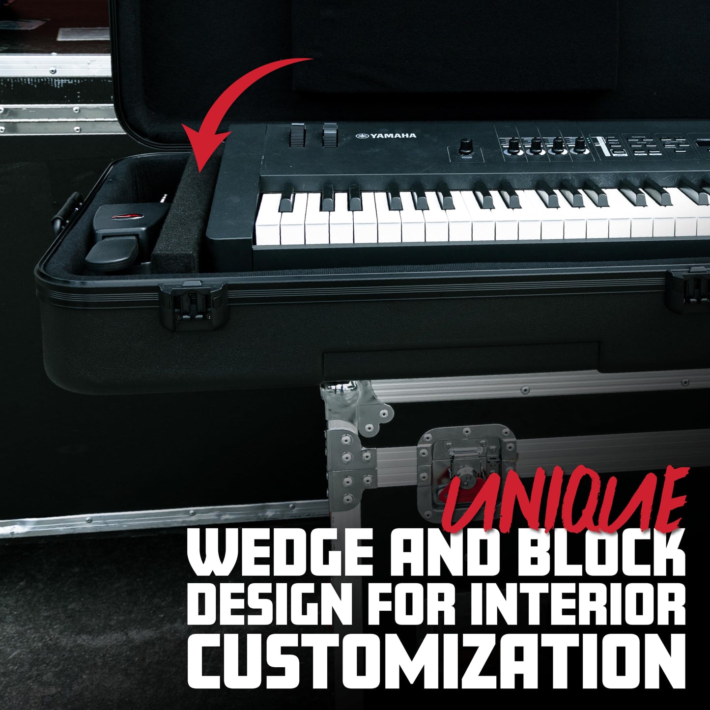 Gator Cases Frequent Flyer's Series Molded Flight Case for 76-Note Keyboards with TSA Approved Locking Latches and Recessed Wheels, (GTSA-KEY76)
