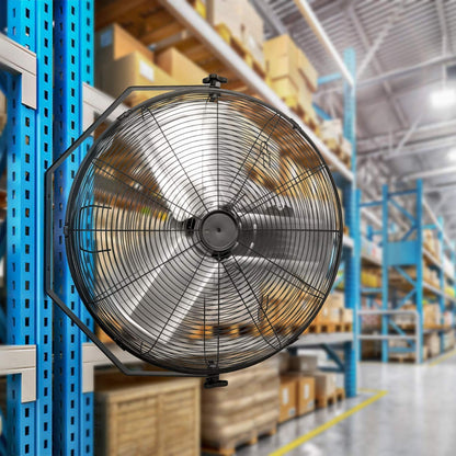 Simple Deluxe 24 Inch Industrial Wall Mount 3 Speed Commercial Ventilation Metal Fan for Warehouse, Workshop, Factory and Basement, Black