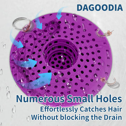 Bathtub Drain Hair Catcher,Tub Shower Drain Hair Trap/Strainer,3PCS Silicone Collapsible Tub Hair Catcher Drain Protector Designed for 1.47" to 1.75'' Regular Drains(Dark Gray)