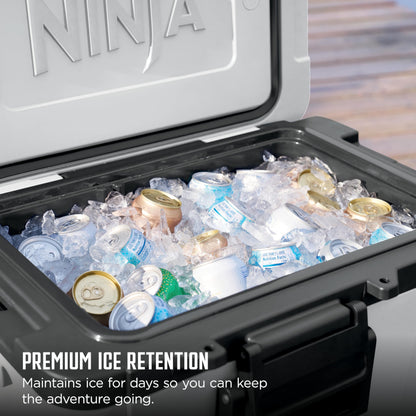 Ninja FrostVault 45QT Cooler with Wheels | Insulated with Temp Dry Storage Drawer | Keeps Ice Cold for Days | for The Beach, Camping, Picnics & More | Halocline Green | FB245TL