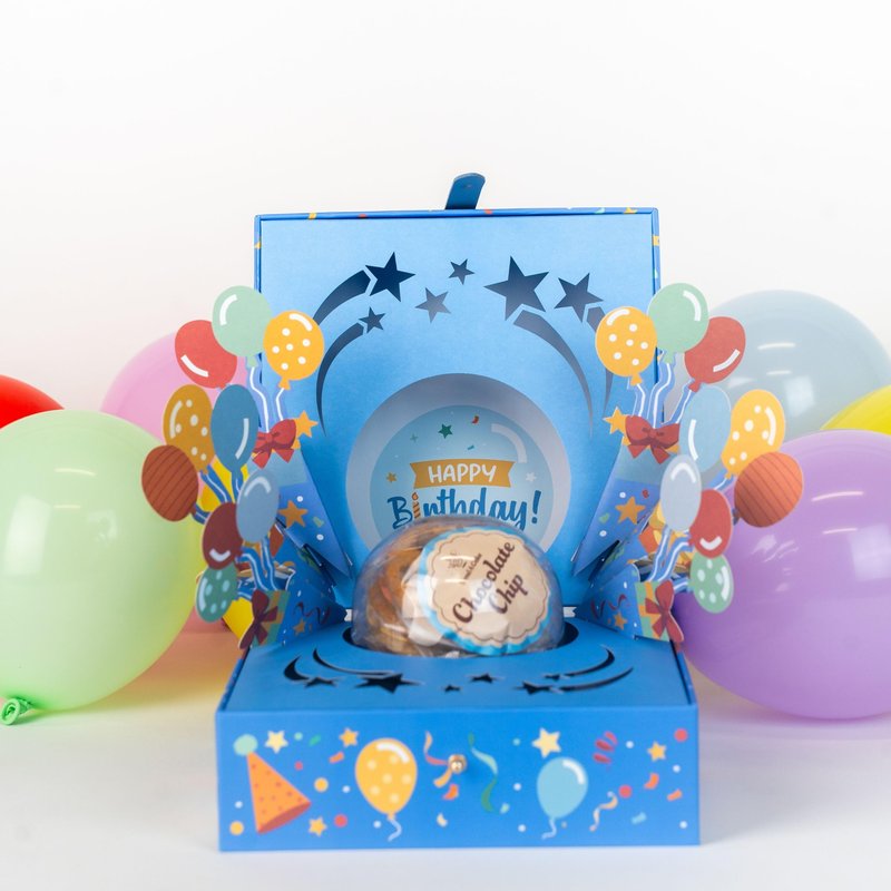 Happy Birthday Bloom Box by Send A Cake with 4 Individually Wrapped Gourmet Cookies (Lemon, Peanut Butter, Chocolate Chip, Oatmeal) – Ready to Gift, No Assembly Needed – Unique Birthday Gift for Women, Men, Adults & Kids