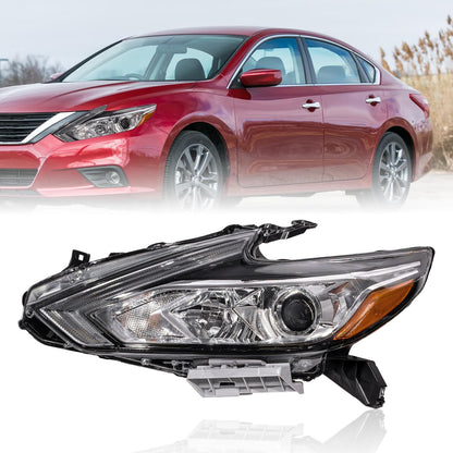 ShotFiled Halogen Headlights w/o LED DRL Headlamp Compatible with 2016 2017 2018 Nissan Altima Chrome Housing Headlights（Left Driver Side
