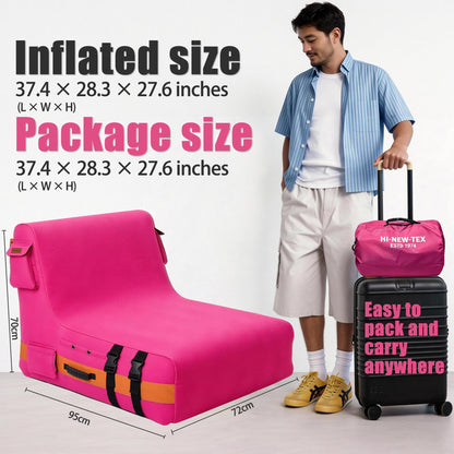HI-NEW-TEX Inflatable Couch with Removable Electric Pump: Portable Air Sofa Lounger for Camping, RV Travel, Beach, Festivals, Backyard and Dorm Rooms, Pink