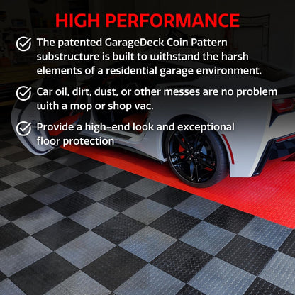 Big Floors GarageDeck Garage Floor Tiles, Interlocking Garage Flooring, Coin Pattern Non-Slip Heavy-Duty Copolymer Modular Tile (Alloy, 48 Pack of 12 x 12" Tiles, 48 Sq Ft)