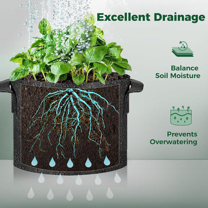 T4U 1 Gallon Grow Bags - Heavy Duty Nonwoven Fabric Pots with Handles | Perfect for Herbs & Plants (5 Pack)