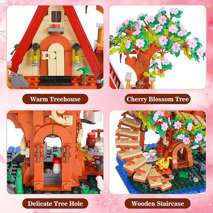 3 in 1 Cherry Blossom Tree House Building Set 959 PCS Flowers Tree House Architecture Building Blocks Gift for Adults Teens