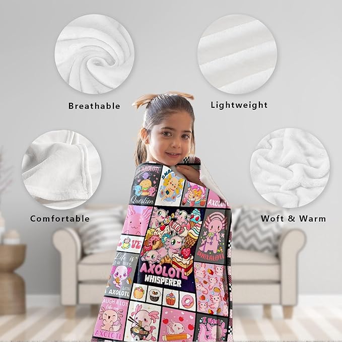 Axolotl Whisperer Food Blanket Gifts for Girls Boys Women - Super Soft Cozy Warm Throw Sheet for Couch Bed Sofa Office Decor All Season 60x80 for Adult