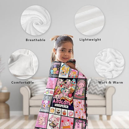 Axolotl Whisperer Food Blanket Gifts for Girls Boys Women - Super Soft Cozy Warm Throw Sheet for Couch Bed Sofa Office Decor All Season 60x80 for Adult