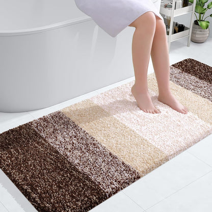 OLANLY Large Bathroom Rug Mat - Extra Soft Microfiber, Quick-Dry, Machine Washable | 50x30, Brown