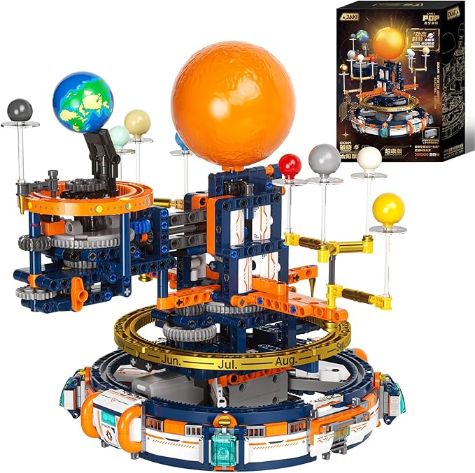 JAKI Solar System Building Set - Electric Solar System Model with Dynamic Lighting and Real Rotating Effects STEM Educational Space Toy for Teens and Adults Home Office Decoration.