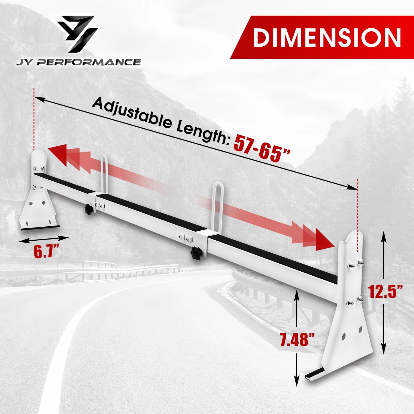 Ladder Rack for Van, Van Roof Rack Compatible with Chevy Express 1500 2500 3500 Ford Econoline GMC Savana Fullsize with Rain Gutter, Adjustable Length 57''-65'', 3 Bars, 800 Lbs, White