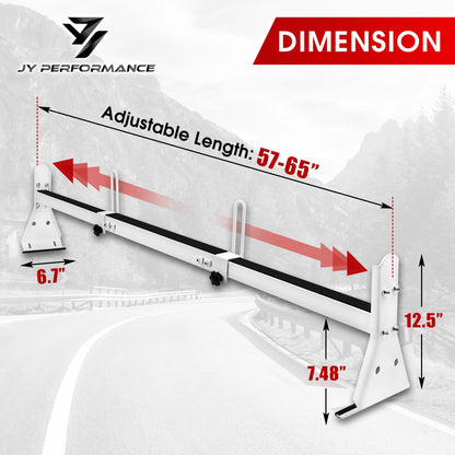 Ladder Rack for Van, Van Roof Rack Compatible with Chevy Express 1500 2500 3500 Ford Econoline GMC Savana Fullsize with Rain Gutter, Adjustable Length 57''-65'', 3 Bars, 800 Lbs, White