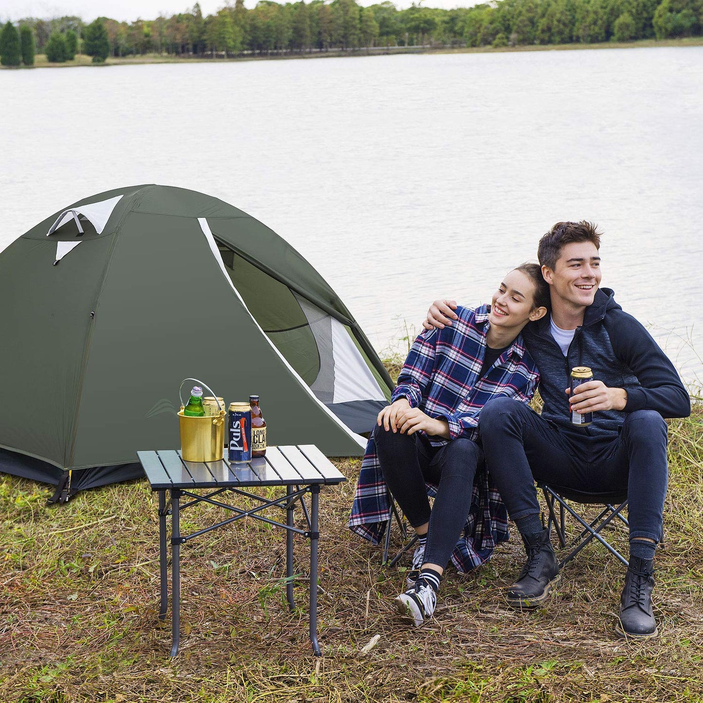 BISINNA 2 Person Camping Tent Lightweight Nylon Backpacking Tent Waterproof Windproof Two Doors Easy Setup Free Standing Double Layer Ultralight Tent for Camping Outdoor Hunting Hiking Mountaineering