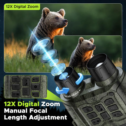 Night Vision Goggles, 112 MP 4K Night Vision Binoculars for Adults, 12X Zoom & 5000mAh Battery, 64GB Card Included, Infrared Binoculars Night Vision, Tech Gadgets Telescope for Bird Watching