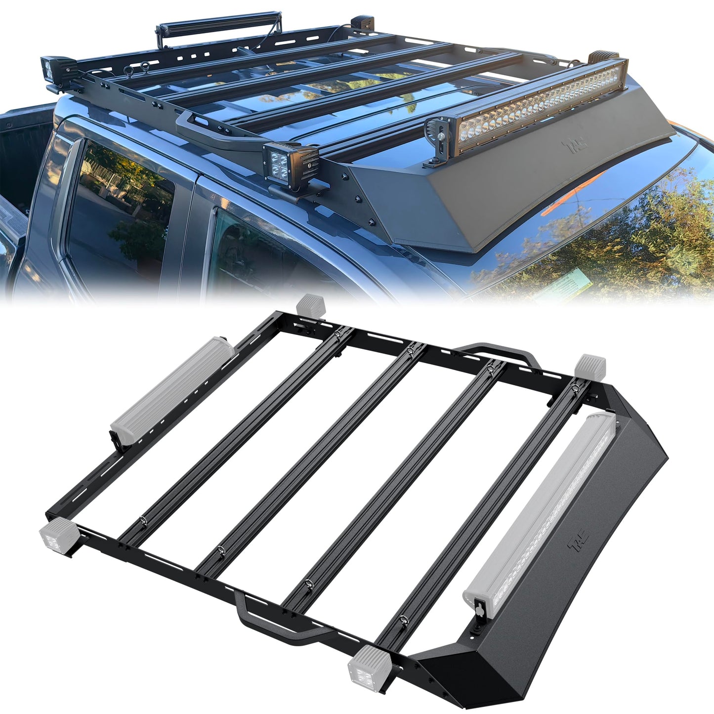 TAC Roof Rack Compatible with 2024-2026 Tacoma Double Cab Truck Cross Bar Cargo Canoe Bike Kayak Snowboard Luggage Upper Storage Carrier Truck Outdoors Gear