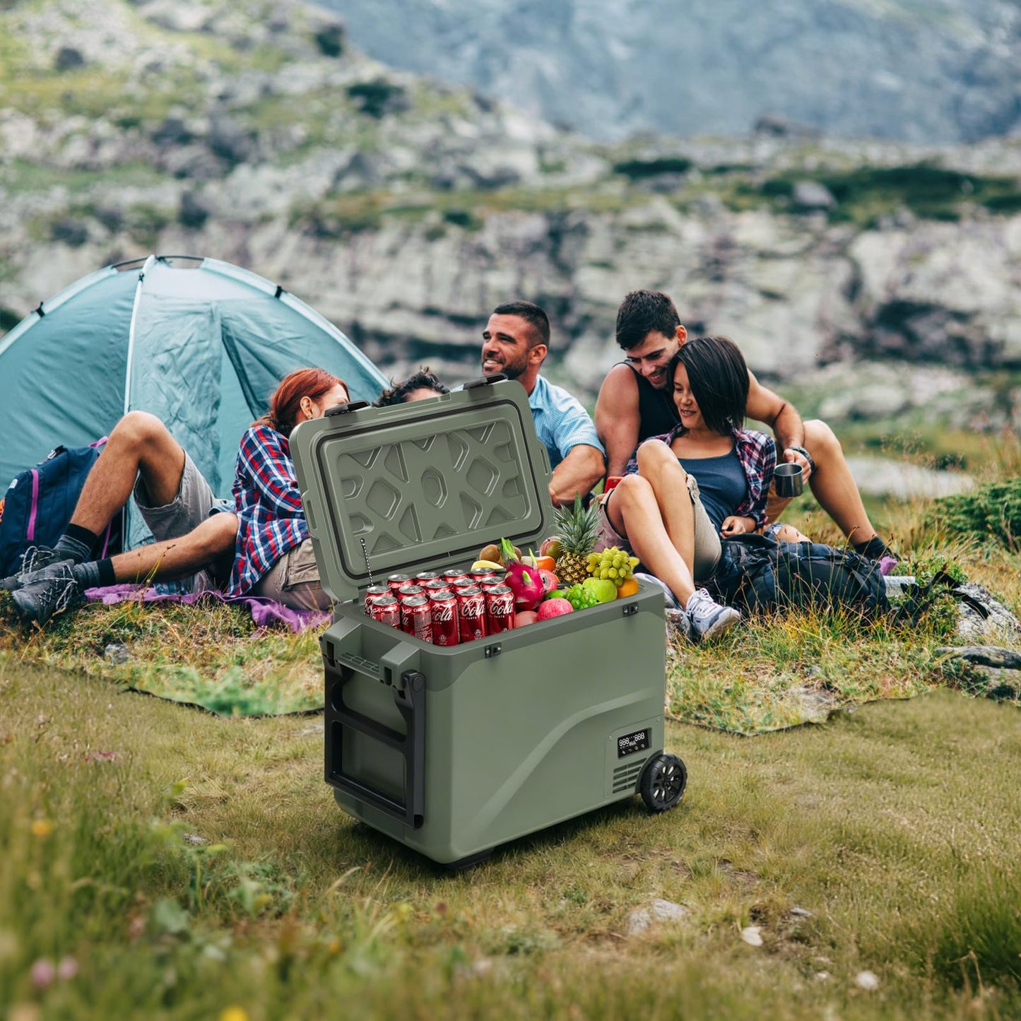 zcamp GS50W Portable Wheeled Car Freezer,54Quart 12V Car Refrigerator with Dual Zone,Electric Compressor Cooler -4℉~68℉ for Camping, RV, Truck, Travel, Outdoor