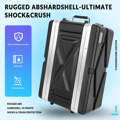 MUZNOTE 4U ABS Rack Case Shallow 8" Depth, 19" Rackmount Flight Road Travel Case,WaterproofProtective Hard Case with Customized Foam, Wireless MicSystem Storage, Amps, Mixers, Microphone Receivers