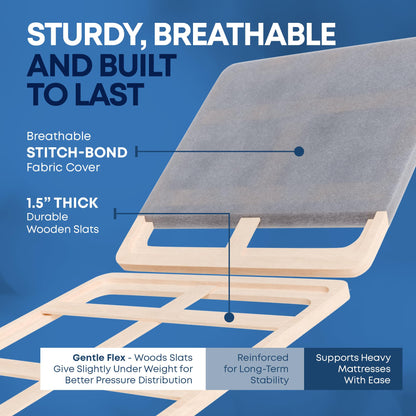 Nutan,1.5-Inch Split Fully Assembled Bunkie Board for Mattress/Bed Support, Twin, Grey