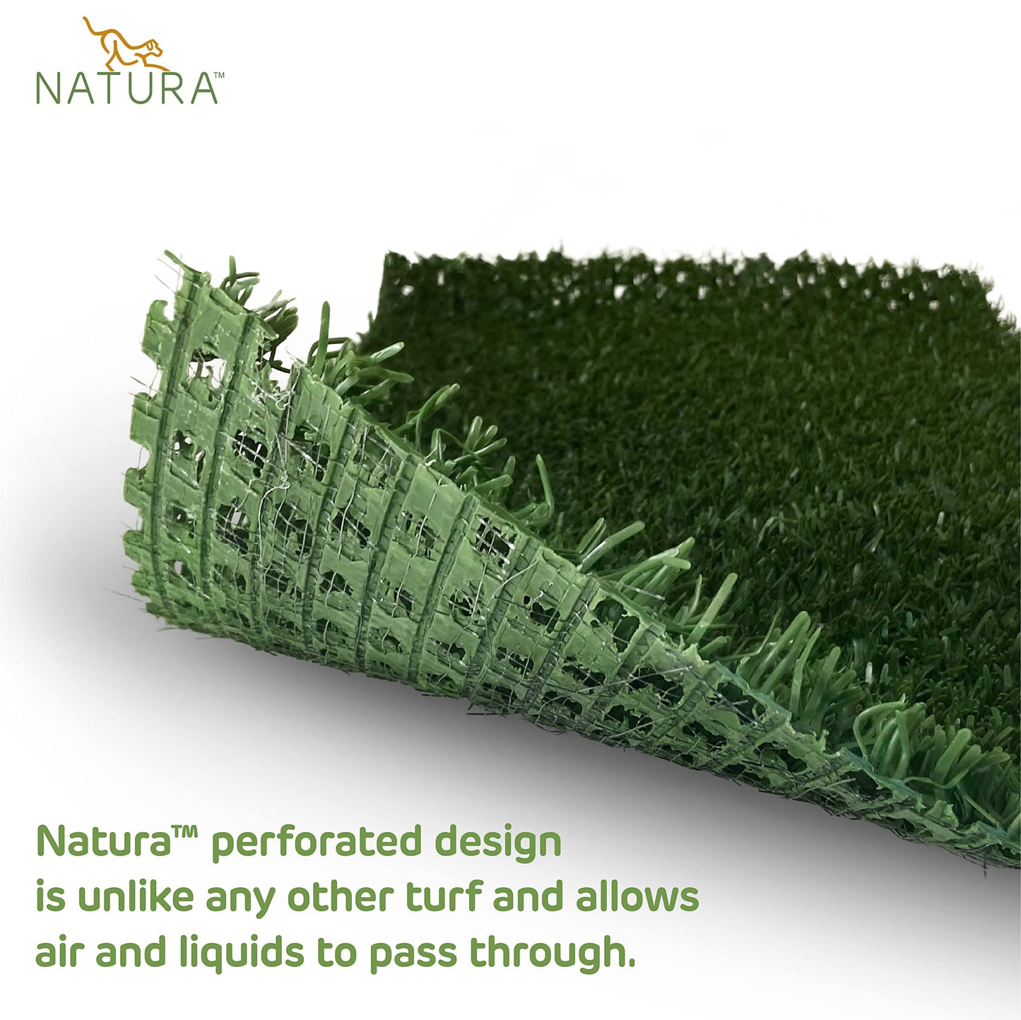 Natura PowerRun 10376807 Outdoor Artificial Grass for Dogs, Turf Grass Patch Blends in with Natural Grass, Keeps Paws and Homes Clean, 1.5 ft. x 15 ft., Green