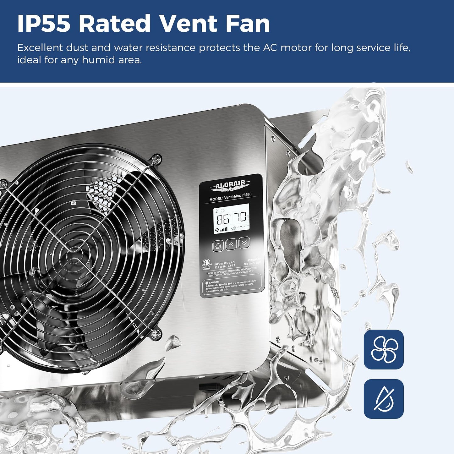 ALORAIR 780 CFM Crawlspace Ventilator Fan with Humidistat, Stainless Steel Exhaust Vent Fans with Digital Display, Timing Cycle, Freeze Protection Thermostat, for Basement, Garage, Attic, Grow Tent