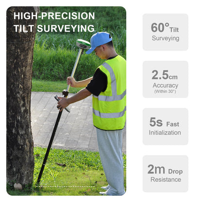 SMA26 Plus GNSS RTK Rover & Base Surveying Equipment with Controller and Software, Connect with UAVs,1cm Accuracy, NOAA Certified, IMU/PPP/UHF/NTRIP/BT, IP67 GPS for Civil Engineering and Topography