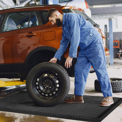 Nisorpa Anti Fatigue Mats Industrial 3' x 5' Ergonomic Standing Mat 15/16" Extra Thick Kitchen Mats Shop Floor Mat Heavy Duty Commercial Diamond Plate Safty Mat Support for Leg & Back Pain, Black