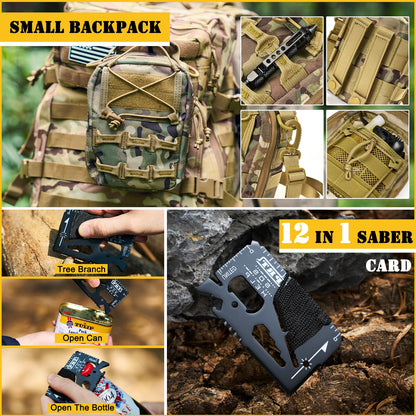 Survival First Aid Kit,99PCS Professional Survival Gear Large Hiking Backpack with Emergency Equipment Outdoor Adventure Accessories,Gift for Men Father - (Camo-Brown)