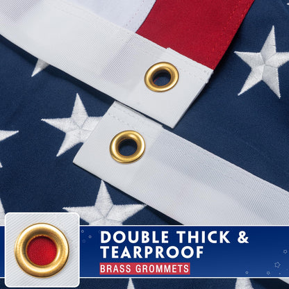 American Flag 6x10 Ft for Outside Longest Lasting- Ultra Durable, Tear-Proof Heavy Duty Spun Polyester US USA Flags - Fade Resistant, Embroidered Stars, Sewn Stripes, Brass Grommets - Outdoor Decor