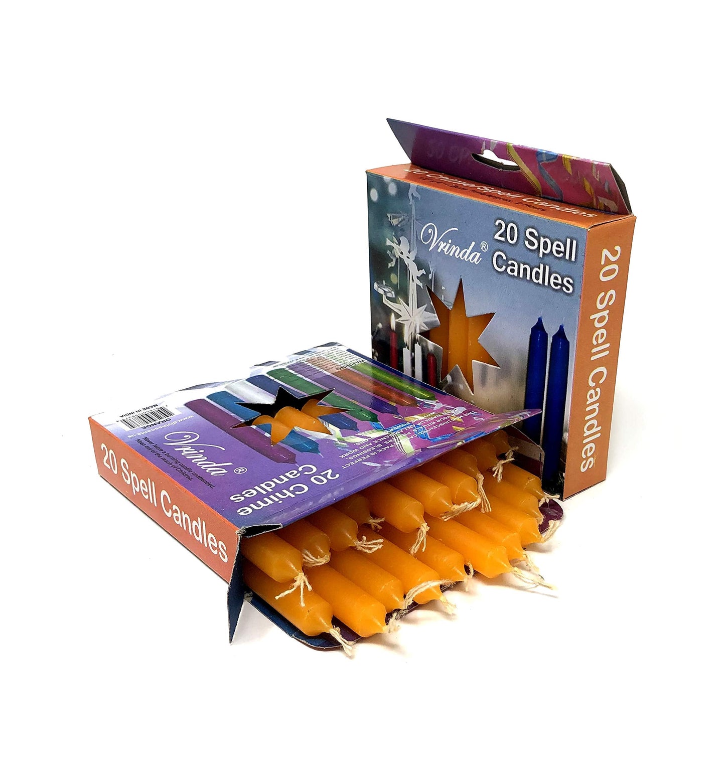 Vrinda® Set of 20-4" Mini Chime Ritual Spell Unscented Taper Candles – Ideal for Chime/Altar/Spell Work (Orange)