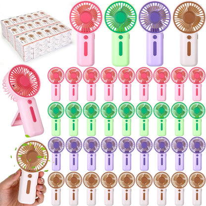 Woanger 60 Pcs Mini Handheld Fan Bulk Small Portable Lash Desk Fan Battery Operated Powerful for Travel Beach Camping (not Included 2 Pcs Aaa Battery)