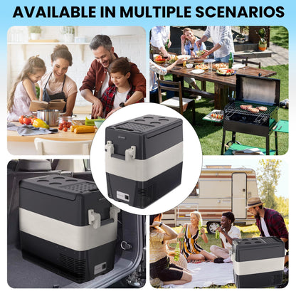 Garvee 12V Portable Car Refrigerator Freezer, 52QT with -4℉ to 50℉ Adjustable Temperature, 12/24V DC & 110-240V AC Compressor Fridge, Fast Cooling for Camping, Travel, Truck
