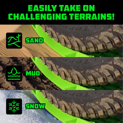 Rhino USA Off-Road Recovery Traction Boards - 2 Pack Ultimate Tire Traction Mountable Mats for 4X4 Vehicles in Sand, Mud & Snow. Heavy Duty Zipper Carry Bag and Leashes Included - (Green)