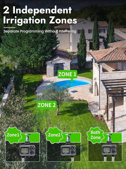 Insoma 2-Zone Sprinkler Timer - Programmable Garden Hose Timer with Auto & Manual Modes | Waterproof Irrigation Controller for Lawns & Drip Systems