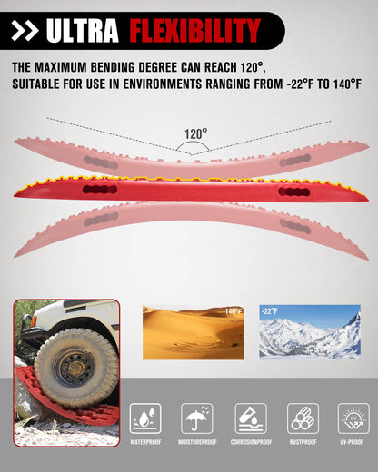 FieryRed Traction Boards Offroad, Recovery Boards with 2 Leashes and Carry Bag, Recovery Track Board Mounting Kit