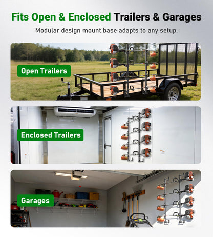 ELITEWILL Weedeater Rack for Open/Enclosed Trailers, Heavy-Duty 4 Place Commercial Trimmer Rack for Trailer Work Landscape Truck Holder Trailer Equipment Accessories Weed Eater Racks w/Lock