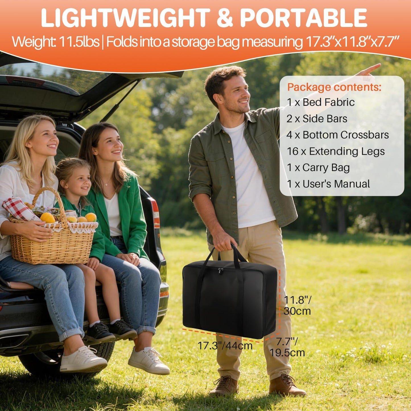 FUNYKICH Extra Wide 31.5" Camping Cot with Side Pockets and Storage Bag, Supports 440lbs, Comfort Folding Bed for Adults, Portable Cots for Camping Car Travel Truck Beach Office Nap,Ourdoor Indoor Use