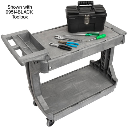 Akro-Mils 30930 ProCart 400 Pound Capacity Heavy Duty 2 Tier Rolling Service Utility Cart with Wheels and Hinged Side Gates, 42-Inch x 19-Inch x 35-Inch, Gray