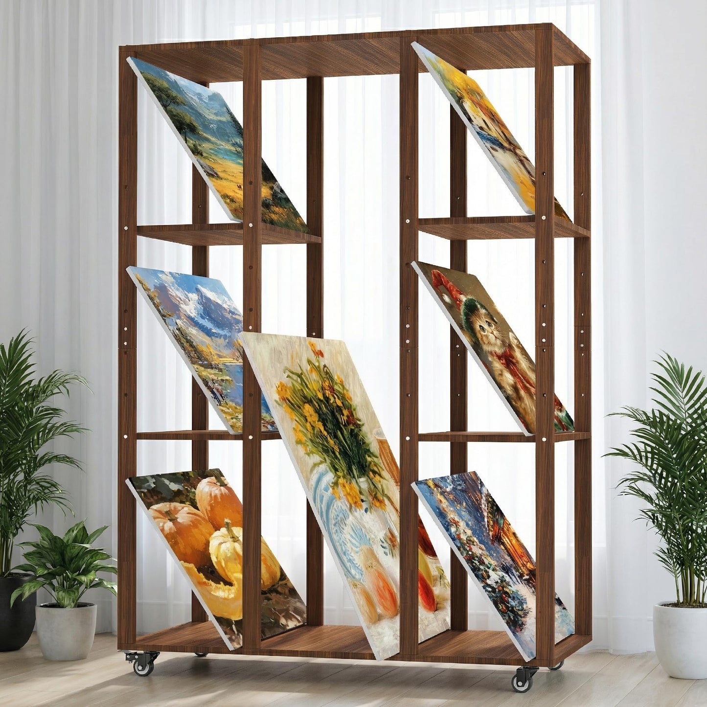 GARVIN Extra-Large Art Storage Rack – Adjustable Wooden Cabinet-Style Multi-Tier Canvas Storage & Display Rack, Heavy-Duty Art Organizer for Classroom, Studio, Gallery, Posters