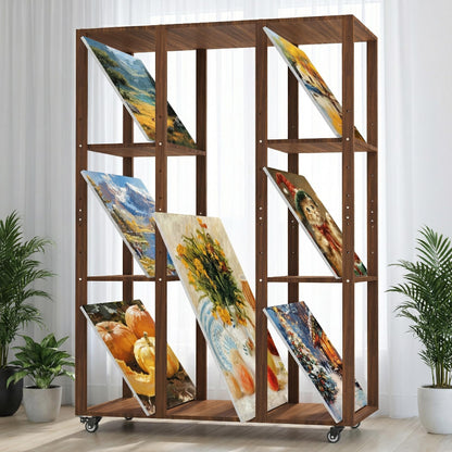 GARVIN Extra-Large Art Storage Rack – Adjustable Wooden Cabinet-Style Multi-Tier Canvas Storage & Display Rack, Heavy-Duty Art Organizer for Classroom, Studio, Gallery, Posters