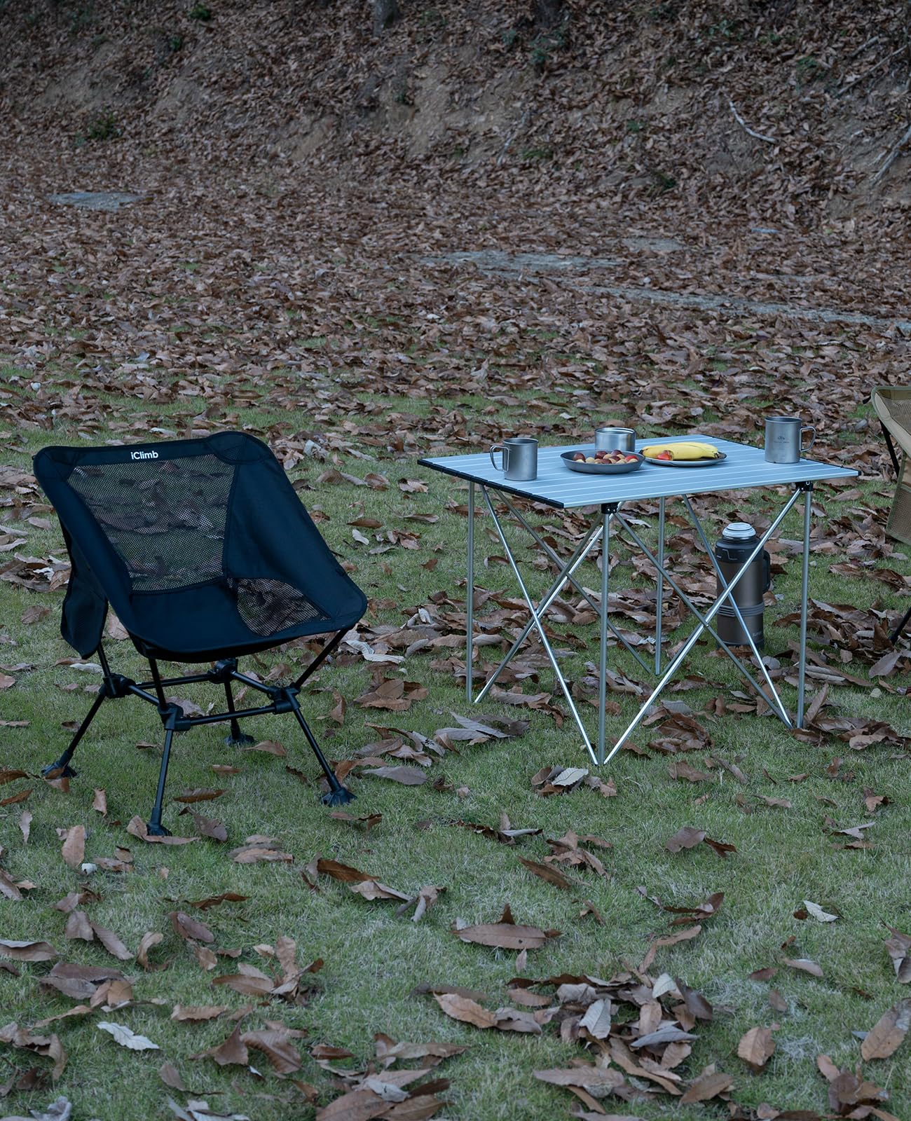 iClimb 1 Light Folding Table and 1 Ultralight Anti-Sinking Folding Chair Bundle for Adults Outdoor Camping Beach Concert