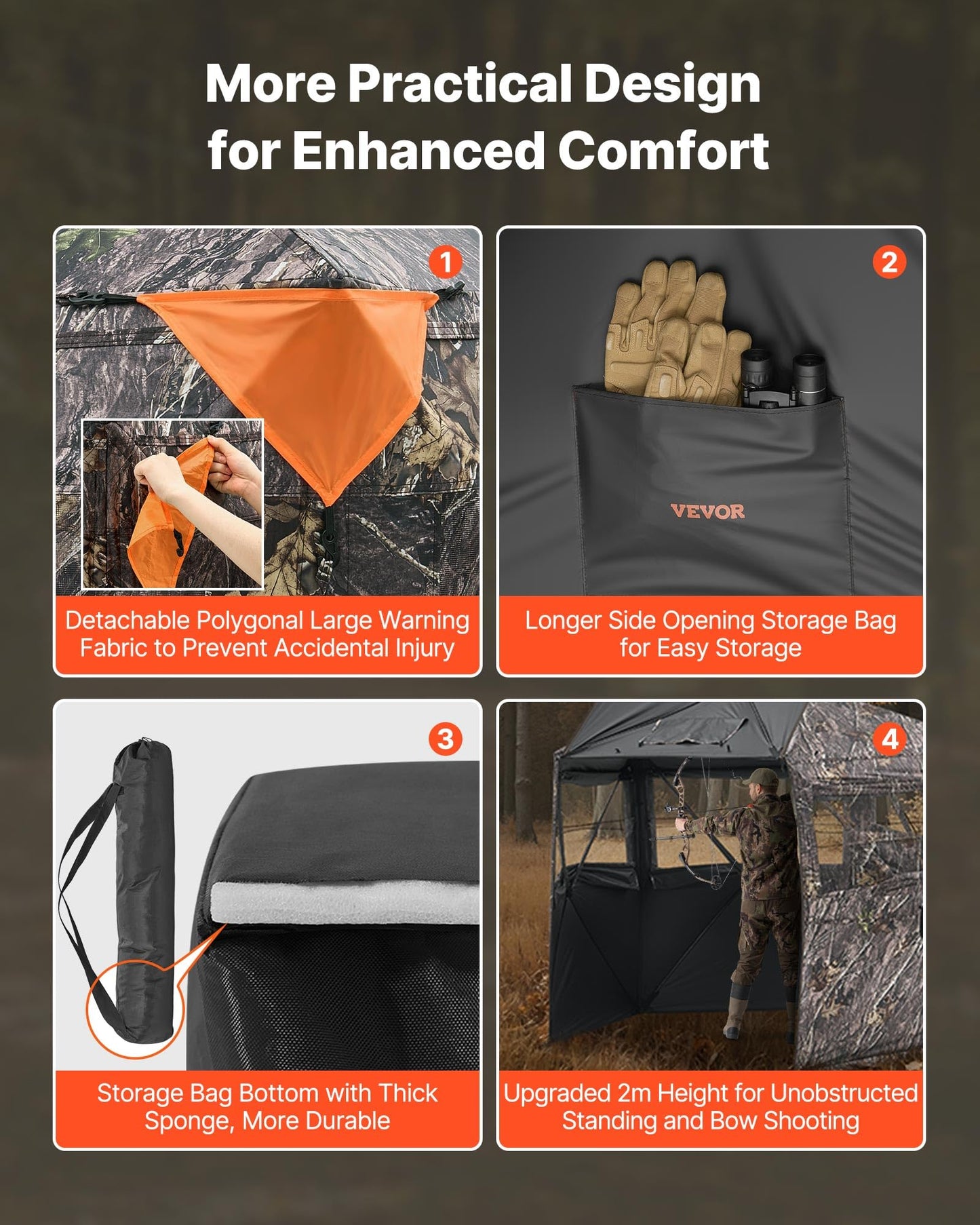 VEVOR Hunting Blind, 6-7 Person Ground Blinds with Carrying Bag, Portable Camouflage Tent, Reinforced Durable Concealed Shelter with Silent Zipper Door and Window, for Turkey and Deer