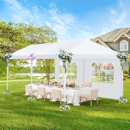 HOTEEL 10x20FT Party Tent Outdoor Canopy for 20-30 People with 6 Removable Sidewalls, 2 Zipper Doors, 12 Ropes and 24 Stakes, Carpas para Fiestas for Wedding Patio Backyard Baby Shower, White