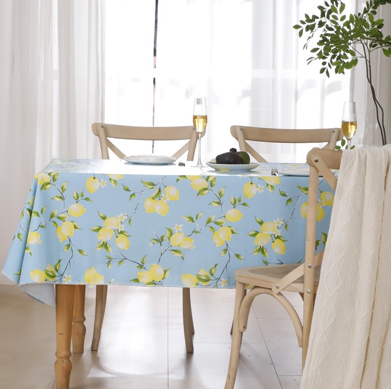Walrus Heavy Duty Vinyl Tablecloth with Flannel Backing Waterproof Oil-Proof Plastic Table Cloth Stain-Resistant Wipeable Rectangle or Square Table Cover for Indoor and Outdoor (Lemon, 60x102 Inch)