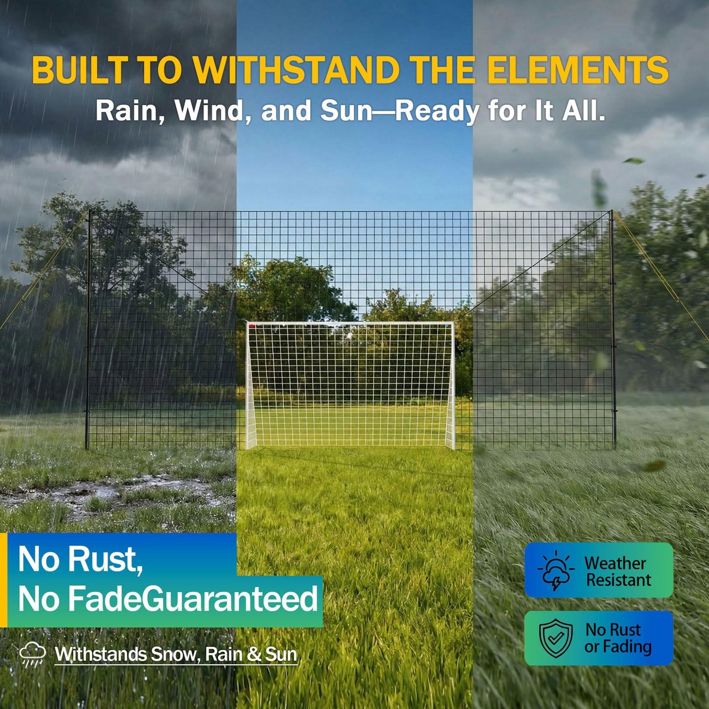 3-in-1 Soccer Goal with Rebounder & Backstop Net, Soccer Training Equipment for Backyard, Soccer Rebounder for Shooting, Passing & Ball Control, Kids & Youth (Junior)