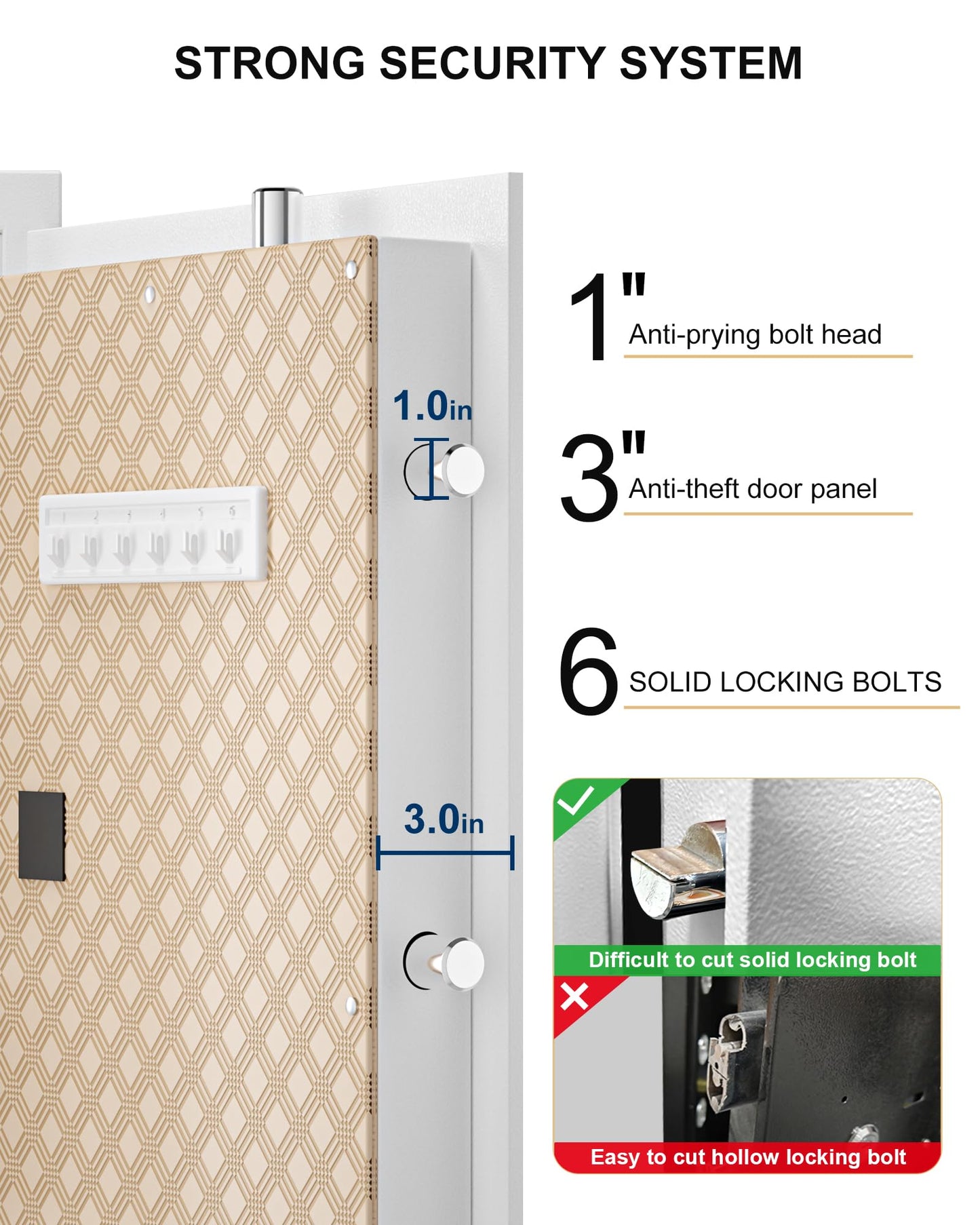 TIGERKING 7.2 Cu Ft Large Home Security Safe – Solid Steel Jewelry Cabinet with Digital Touchscreen Lock, Adjustable Shelves, Easy to Use, Anti-Theft Protection, for Families & Valuables (White)
