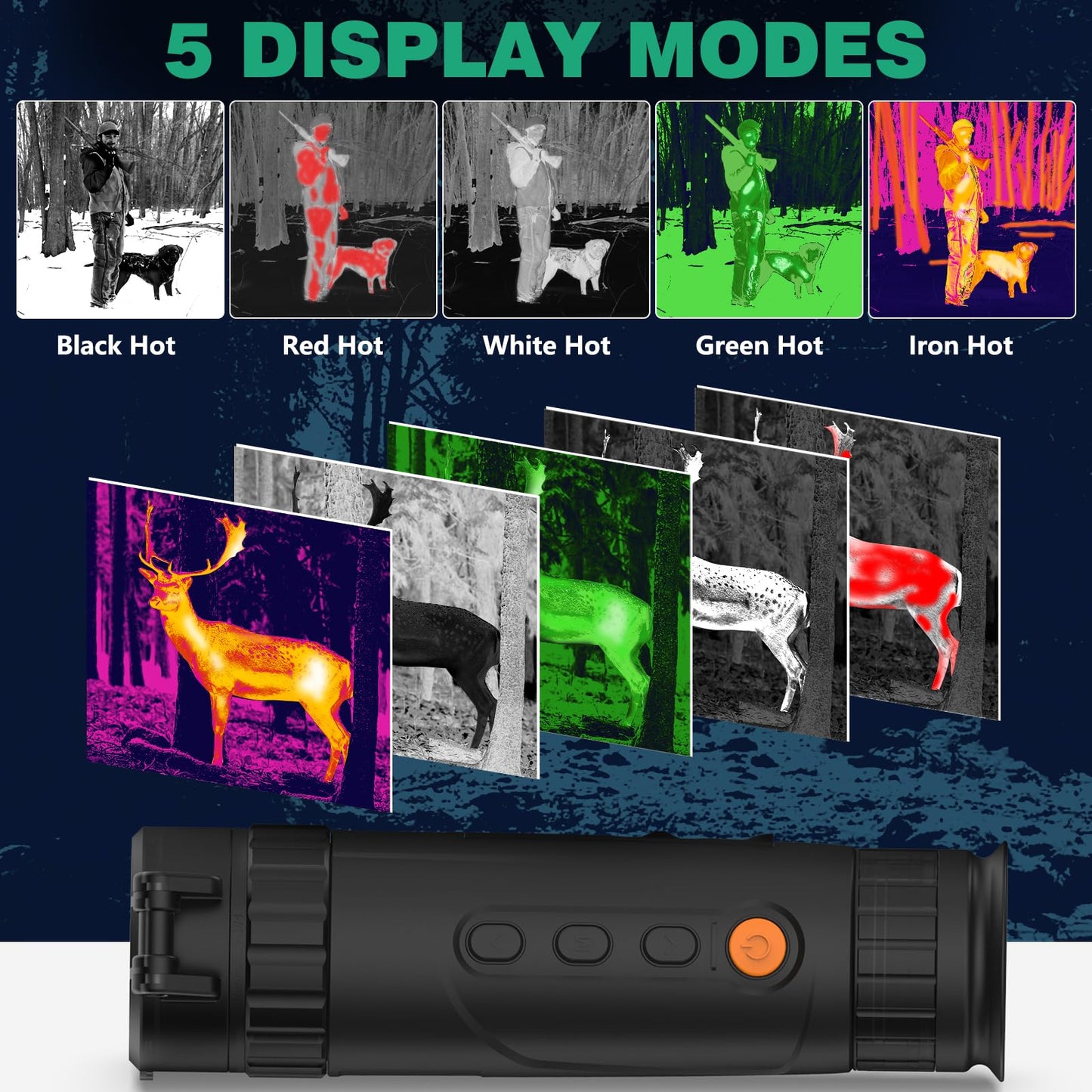 Night Vision Monocular 35mm 384x288 (50 Hz) Thermal Imaging Monoculars, 4X Digital Zoom, Detection 3620yd, 5 Mode, 7H+, No-Shutter Tech WiFi Heat Vision Infrared Imager for Hunting Camping